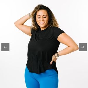 Black Panel Split Back Mesh T